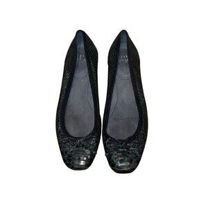 Stuart Weitzman Black Snakeskin Textured Ballet Flats. 7.5 Womens